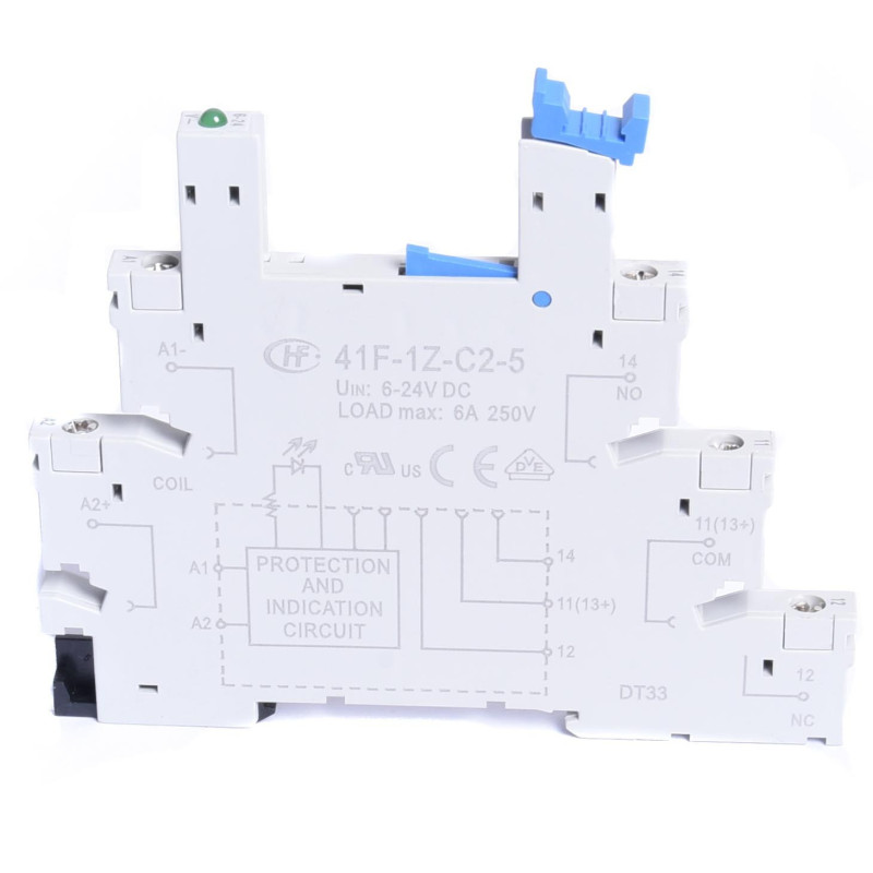 PODSTAWKA PRZEKAŹNIKA 41F-1Z-C2-5 (DO HF41F) GNIAZDO SZYNY DIN 6A/250V 6-24V DC HONGFA
