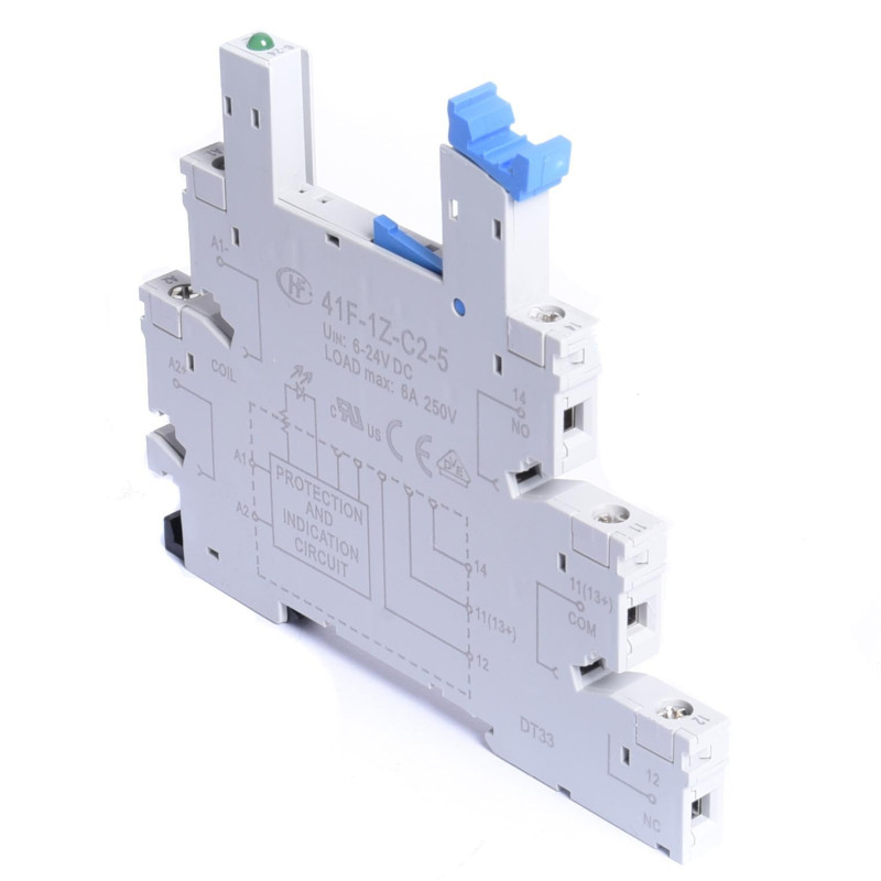 PODSTAWKA PRZEKAŹNIKA 41F-1Z-C2-5 (DO HF41F) GNIAZDO SZYNY DIN 6A/250V 6-24V DC HONGFA