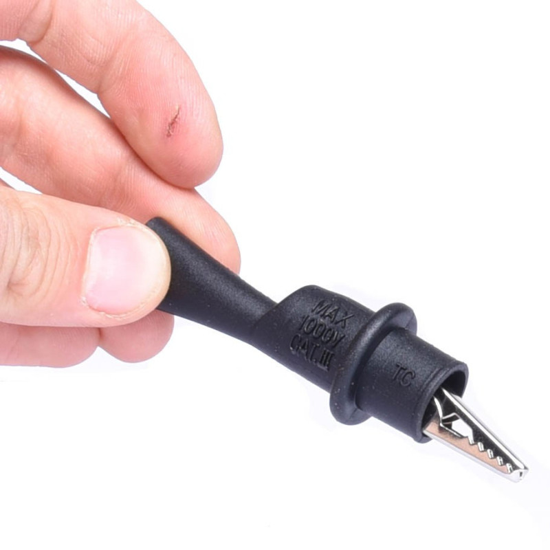 KROKODYLEK POMIAROWY 4mm CZARNY NA BANAN