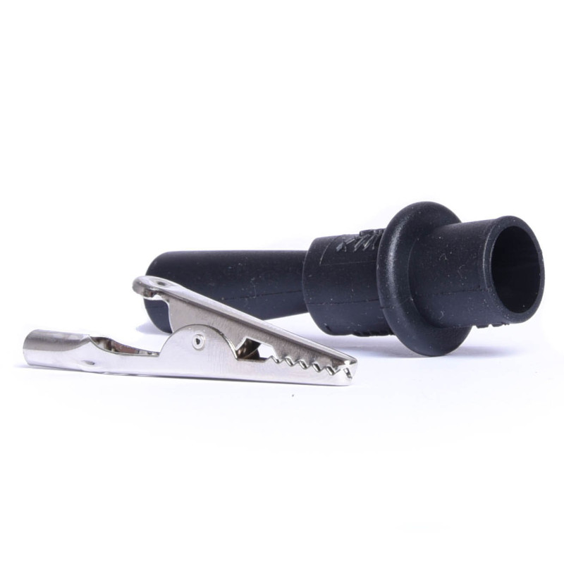 KROKODYLEK POMIAROWY 4mm CZARNY NA BANAN