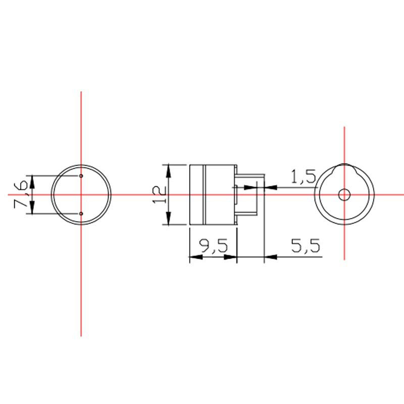 BUZZER 12V z generatorem YMD12A12 85dB