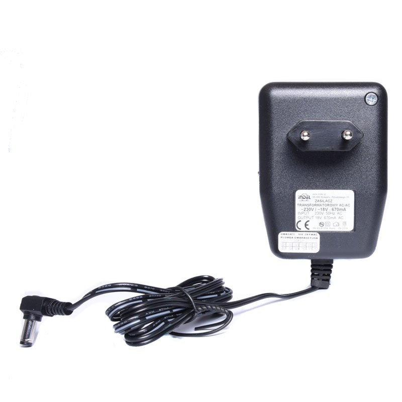 ZASILACZ AC 18V 670mA TRANSFORMATOROWY INDEL