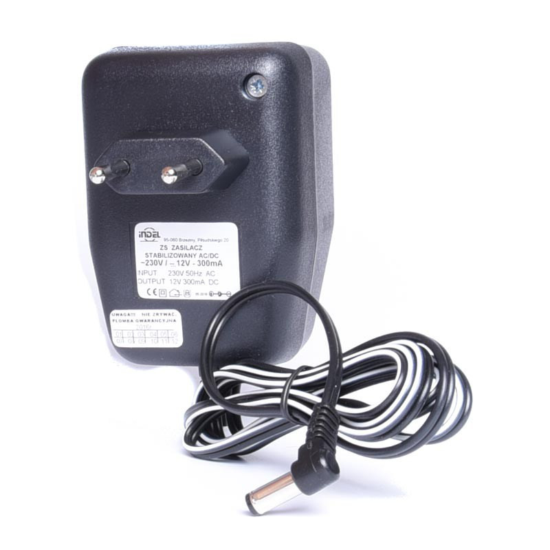 ZASILACZ 12V DC 300mA STABILIZOWANY INDEL TRANSFORMATOROWY