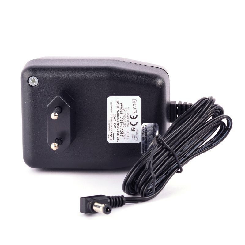 ZASILACZ AC 15V 800mA TRANSFORMATOROWY INDEL