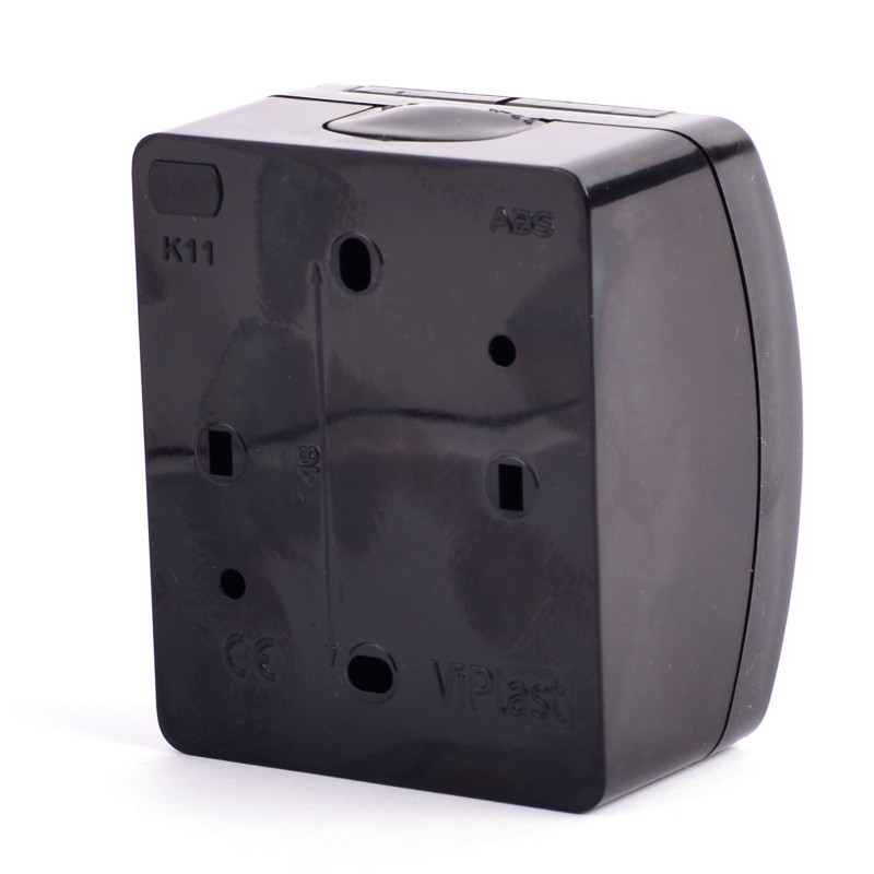 GNIAZDO 230V POJEDYNCZE NATYNKOWE Z UZIEMIENIEM KLAPKA IP44 KOALA VG-1 CZARNE