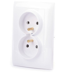 GNIAZDO 230V PODWÓJNE Z UZIEMIENIEM PODTYNKOWE LC16B WESA BIAŁE