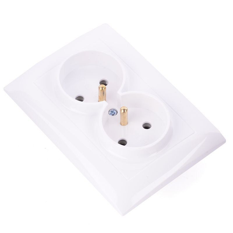 GNIAZDO 230V PODWÓJNE Z UZIEMIENIEM PODTYNKOWE LC16B WESA BIAŁE