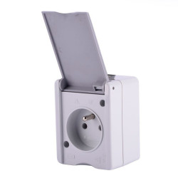 GNIAZDO 230V POJEDYNCZE NATYNKOWE Z UZIEMIENIEM KLAPKA IP44 ŻUK VG-1Z GRAFIT