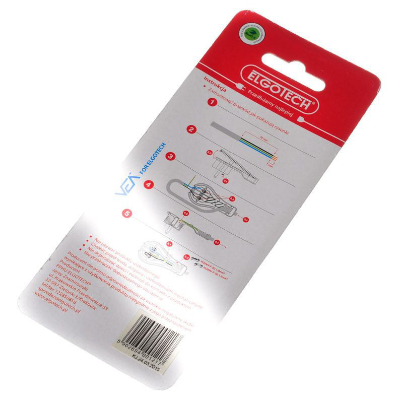 WTYK ZASILAJĄCY 230V WTPV-2 KĄTOWY PŁASKI