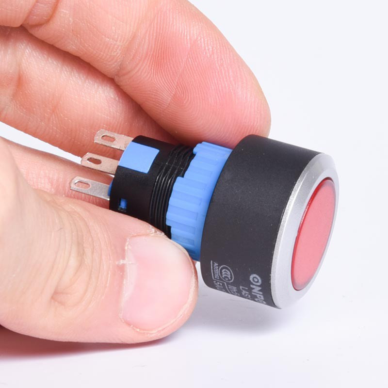 PRZEŁĄCZNIK PRZYCISKOWY LAS1-AWY-11Z ON-ON CZERWONY BEZ PODŚWIETLENIA