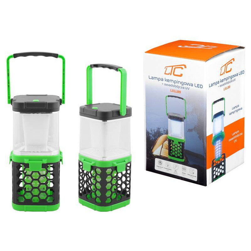 LAMPA OWADOBÓJCZA LED KEMPINGOWA UV 3xAA ZIELONA NA BATERIE