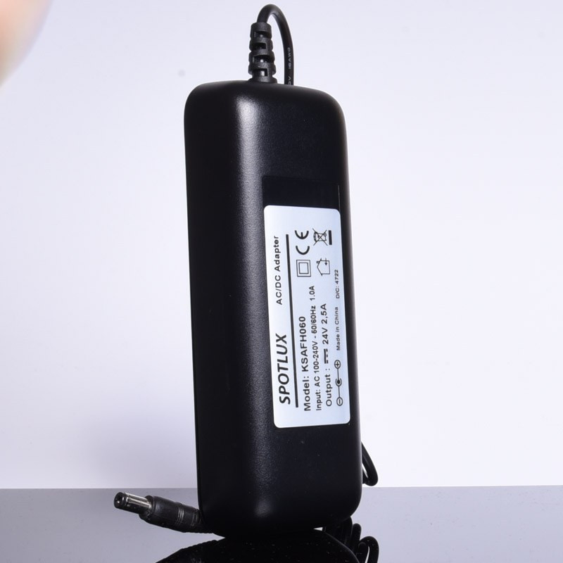 ZASILACZ 24V 2,5A 60W 2,1/5,5mm SPOTLUX NA KABEL AC ÓSEMKA