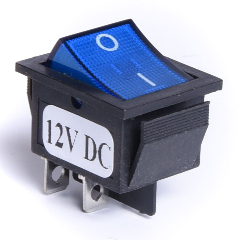 PRZEŁĄCZNIK 12V PODŚWIETLANY DUŻY  NIEBIESKI 1-0 BISTABILNY