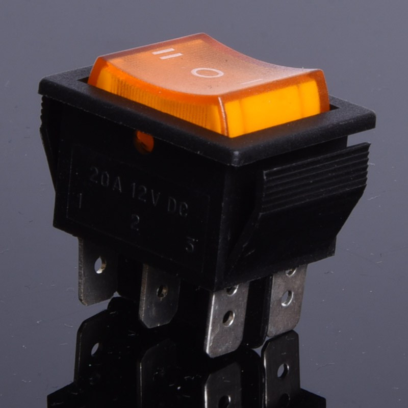 PRZEŁĄCZNIK 12V PODŚWIETLANY DUŻY  ŻÓŁTY 3-POZYCJE