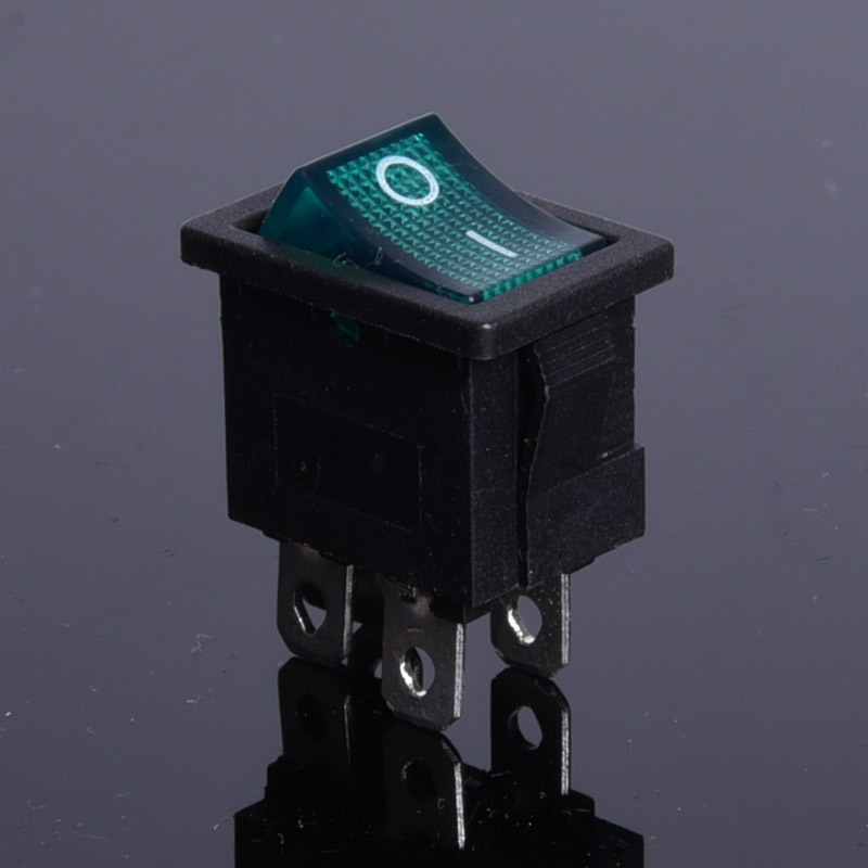 PRZEŁĄCZNIK 12V PODŚWIETLANY  ZIELONY KWADRAT
