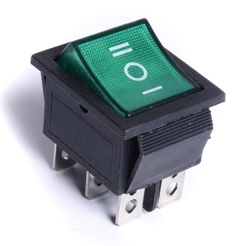 PRZEŁĄCZNIK KOŁYSKOWY DUŻY PODŚWIETLANY ZIELONY I*0*II PODWÓJNY