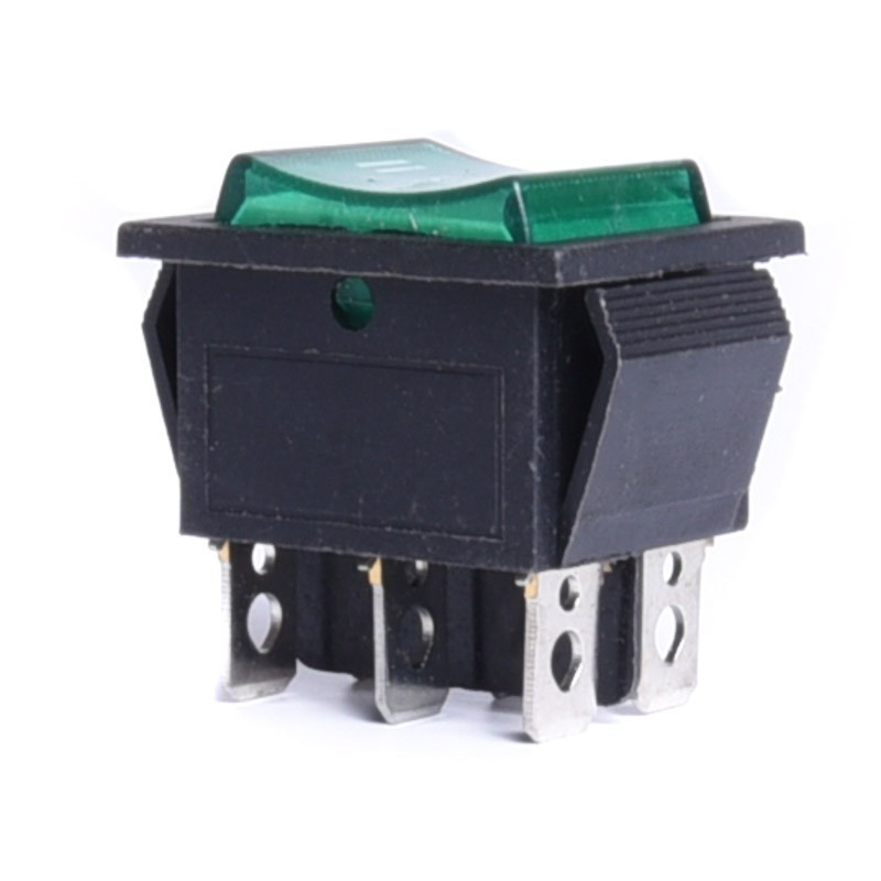 PRZEŁĄCZNIK KOŁYSKOWY DUŻY PODŚWIETLANY ZIELONY I*0*II PODWÓJNY