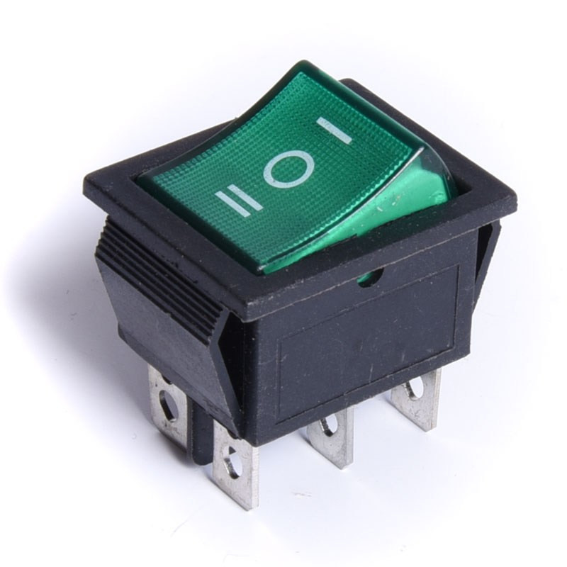 PRZEŁĄCZNIK KOŁYSKOWY DUŻY PODŚWIETLANY ZIELONY I*0*II PODWÓJNY