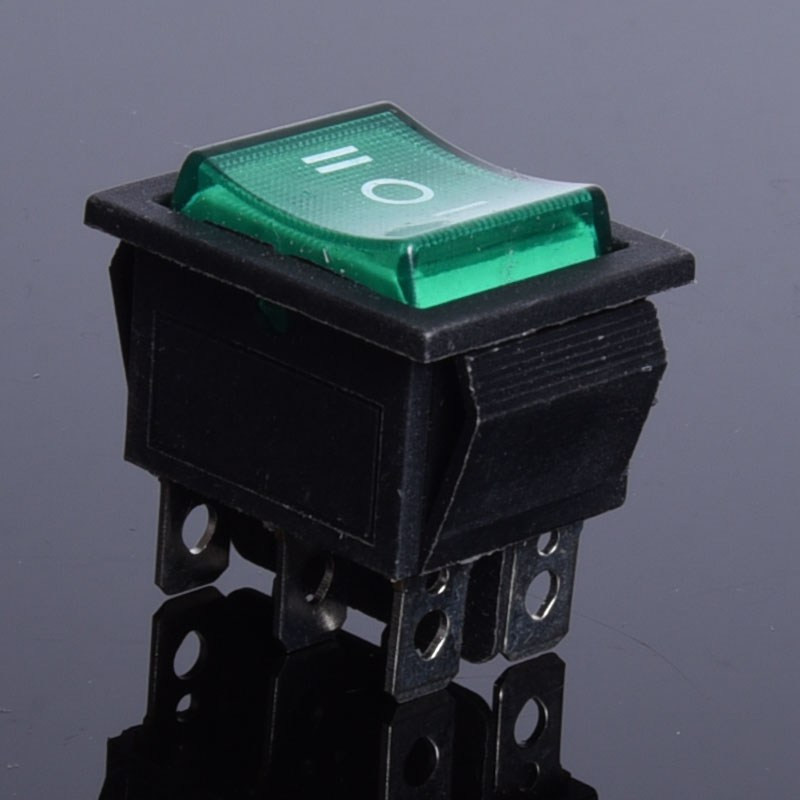 PRZEŁĄCZNIK KOŁYSKOWY DUŻY PODŚWIETLANY ZIELONY I*0*II PODWÓJNY