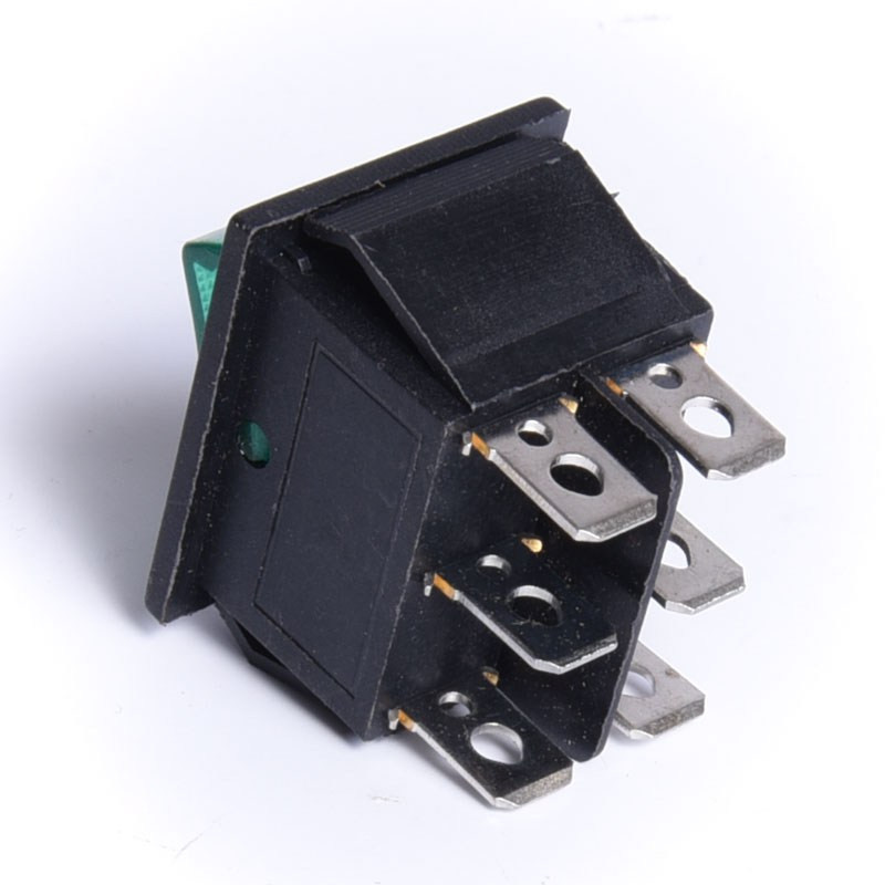 PRZEŁĄCZNIK KOŁYSKOWY DUŻY PODŚWIETLANY ZIELONY I*0*II PODWÓJNY