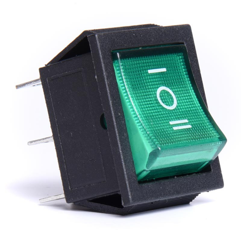 PRZEŁĄCZNIK 12V PODŚWIETLANY DUŻY  ZIELONY 3-POZYCJE