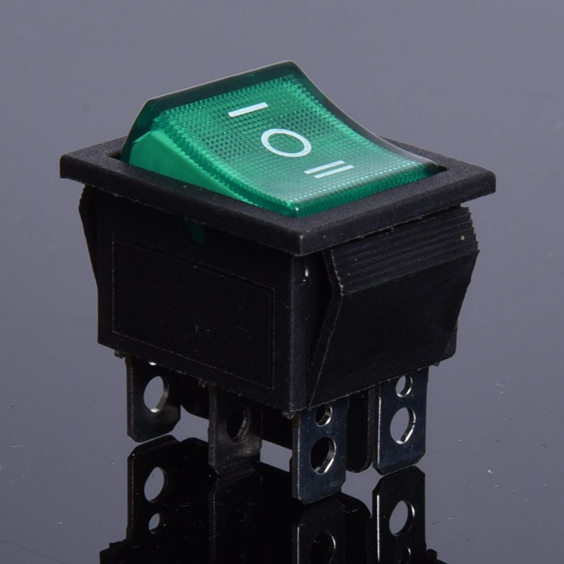 PRZEŁĄCZNIK 12V PODŚWIETLANY DUŻY  ZIELONY 3-POZYCJE