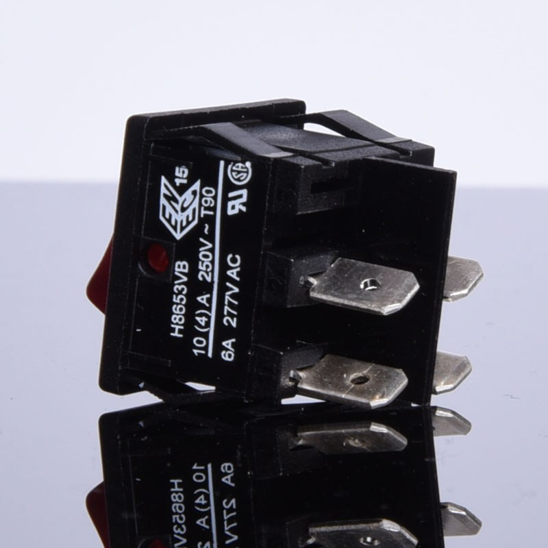 PRZEŁĄCZNIK 2x10A 1-0 ON-OFF H8653VB PODŚWIETLANY CZERWONY BULGIN