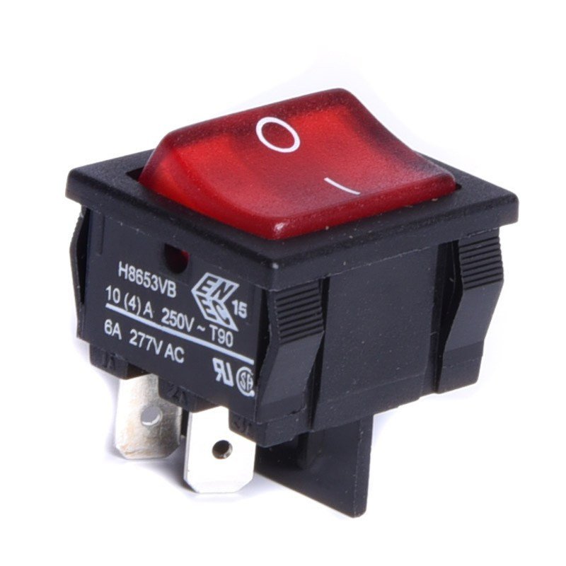PRZEŁĄCZNIK 2x10A 1-0 ON-OFF H8653VB PODŚWIETLANY CZERWONY BULGIN
