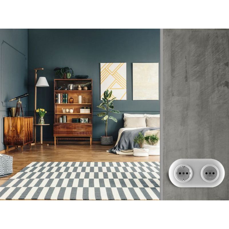 LOFT GNIAZDO 230V Z BOLCEM BIAŁE JLM BEZ RAMKI RETRO FRENCH STYLE