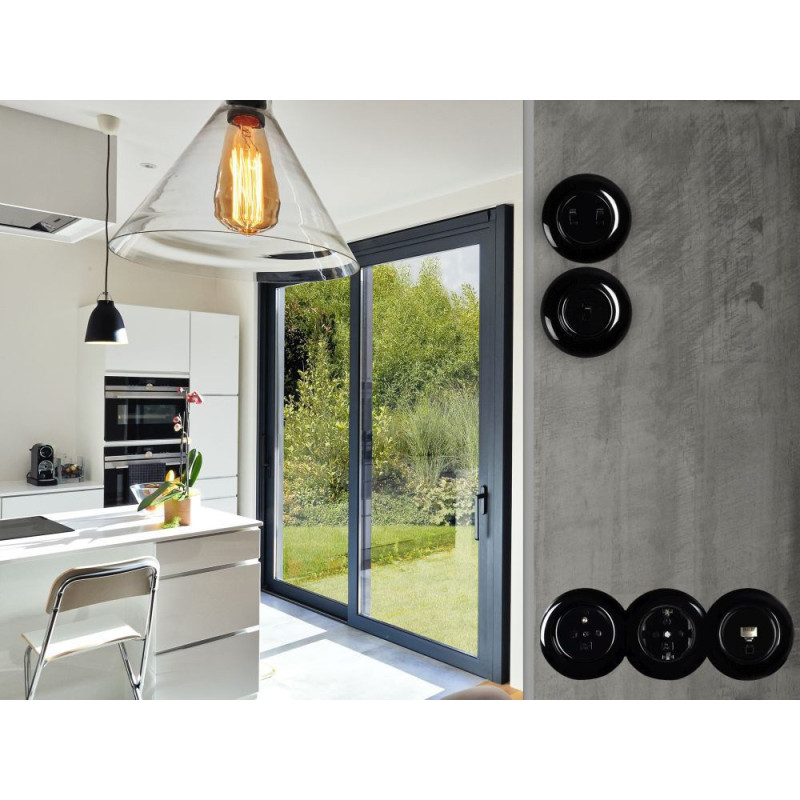 LOFT WŁĄCZNIK POJEDYNCZY SCHODOWY CZARNY JLM BEZ RAMKI FRENCH RETRO STYLE