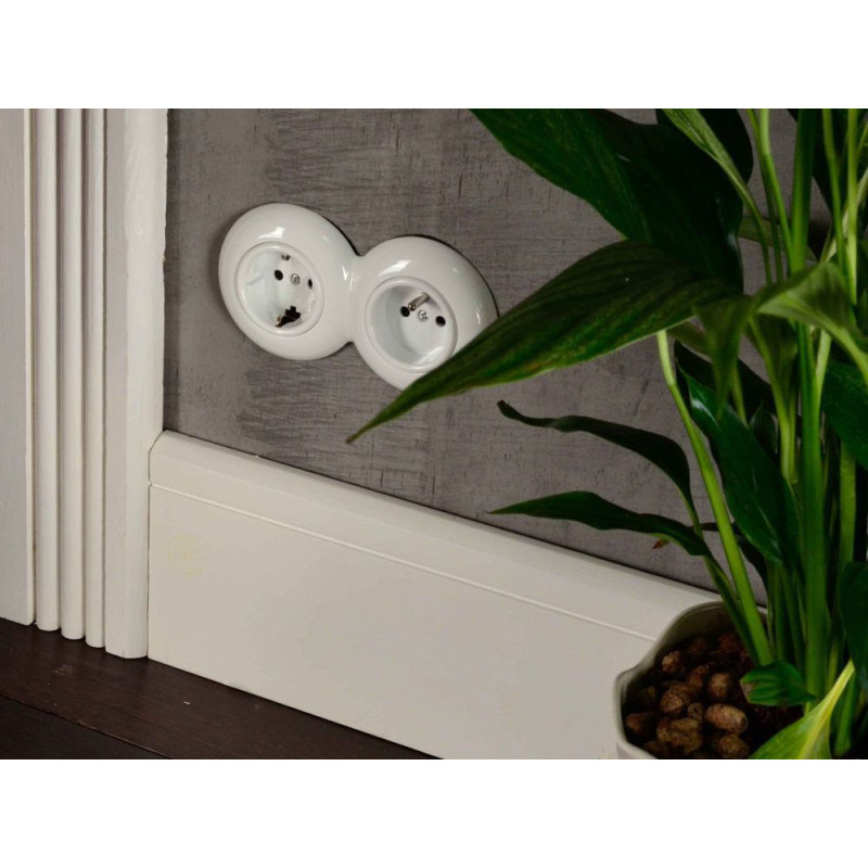 LOFT GNIAZDO 230V SCHUKO BIAŁE JLM BEZ RAMKI RETRO FRENCH STYLE