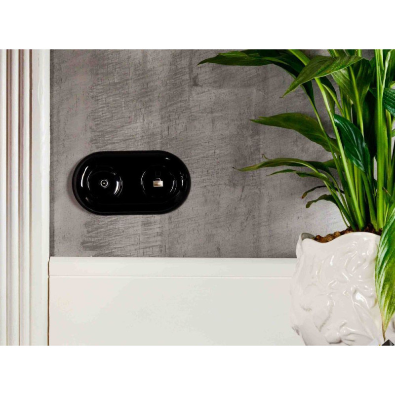 LOFT GNIAZDO 230V Z BOLCEM CZARNE JLM BEZ RAMKI RETRO FRENCH STYLE