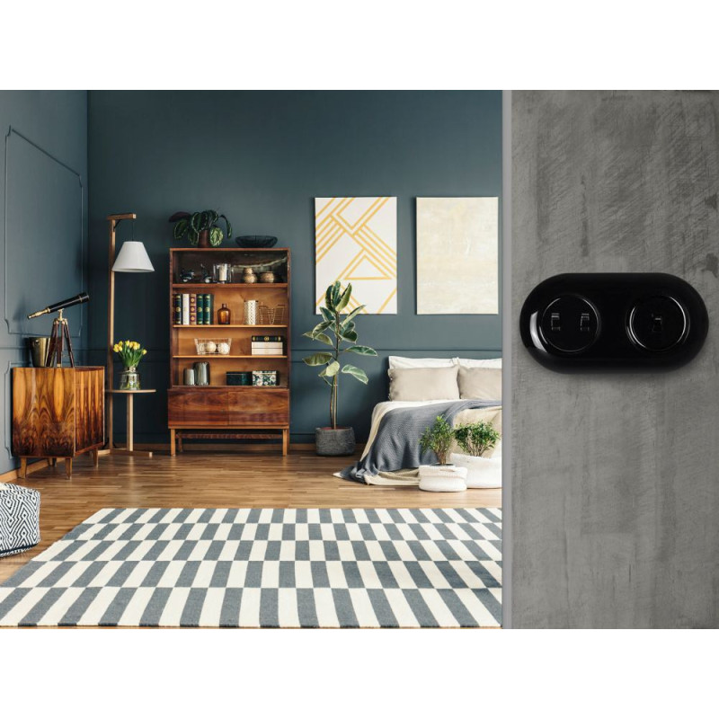 LOFT WŁĄCZNIK POJEDYNCZY CZARNY JLM BEZ RAMKI RETRO FRENCH STYLE  CZARNY JLM BEZ RAMKI