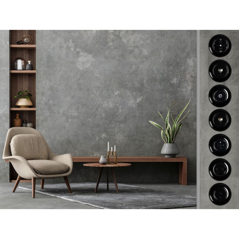 LOFT WŁĄCZNIK PODWÓJNY CZARNY JLM BEZ RAMKI RETRO FRENCH STYLE