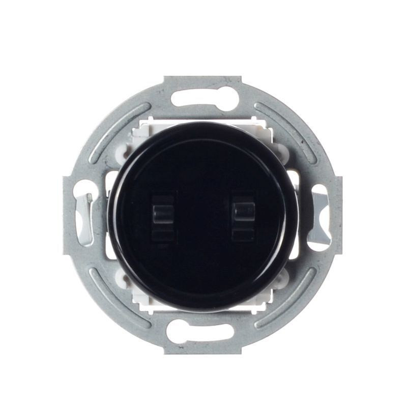 LOFT WŁĄCZNIK PODWÓJNY SCHODOWY CZARNY JLM BEZ RAMKI RETRO FRENCH STYLE