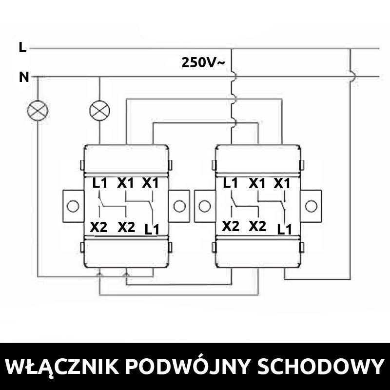 LOFT WŁĄCZNIK PODWÓJNY SCHODOWY CZARNY JLM BEZ RAMKI RETRO FRENCH STYLE