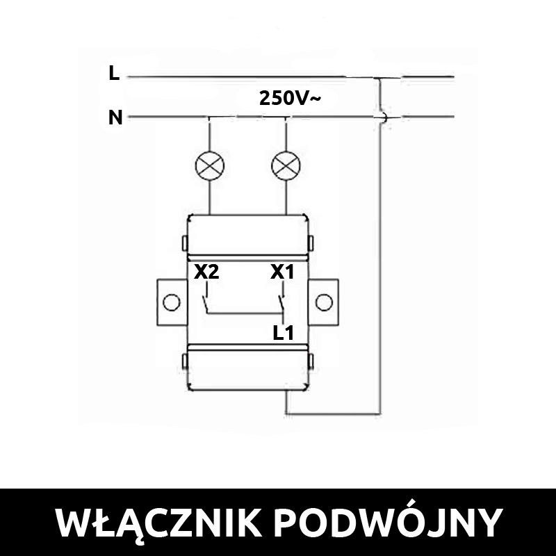 LOFT WŁĄCZNIK PODWÓJNY BIAŁY JLM BEZ RAMKI RETRO FRENCH STYLE