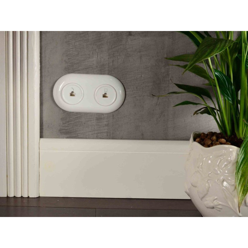 LOFT GNIAZDO TELEFONICZNE RJ11 BIAŁE JLM BEZ RAMKI RETRO FRENCH STYLE