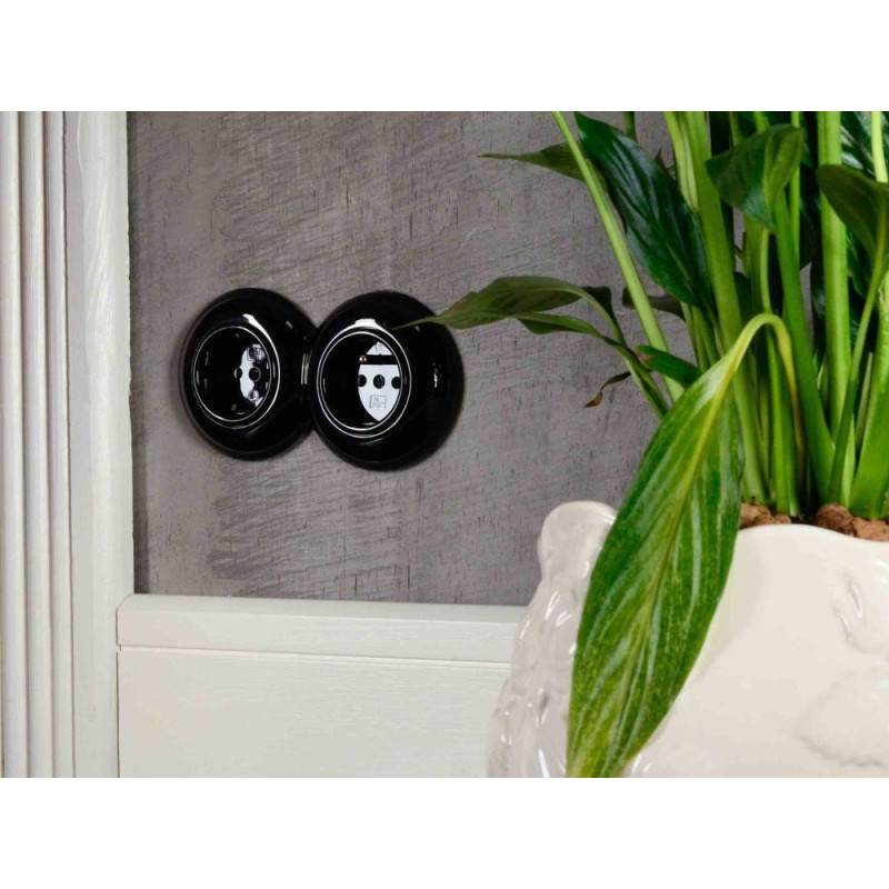 LOFT GNIAZDO TELEFONICZNE RJ11 CZARNE JLM BEZ RAMKI RETRO FRENCH STYLE