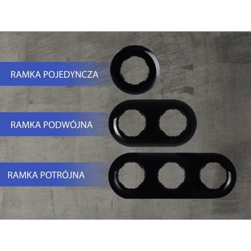 LOFT RAMKA POTRÓJNA 227x85mm CZARNA JLM RETRO FRENCH STYLE