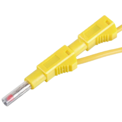 KABEL BANAN 4mm 1m 19A ŻÓŁTY BEZPIECZNY CAT II 600V POMIAROWY 2xWT.BANAN+GNIAZDO