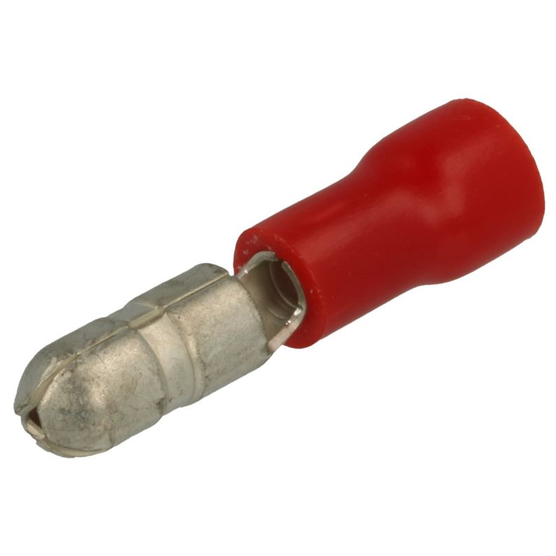 KONEKTOR OKRĄGŁY WTYK IZOLOWANY CZERWONY 4mm MĘSKI