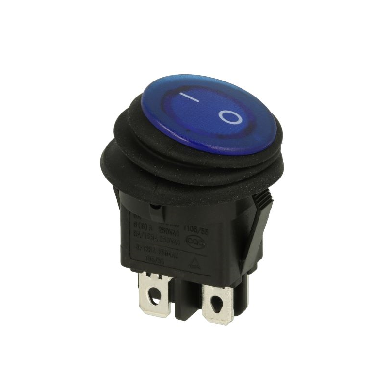 PRZEŁĄCZNIK PODŚWIETLANY OKRĄGŁY AC HERMETYCZNY NIEBIESKI