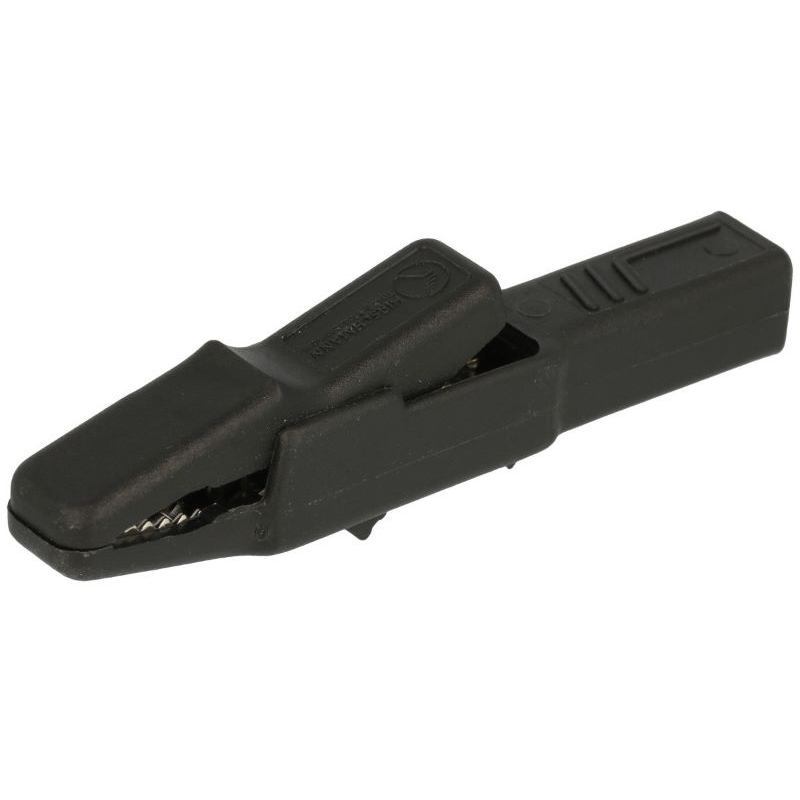 KROKODYLEK 300V 25A HIRSCHMANN AK2B SW CZARNY 81mm wtykany (gniazdo bananowe 4mm)