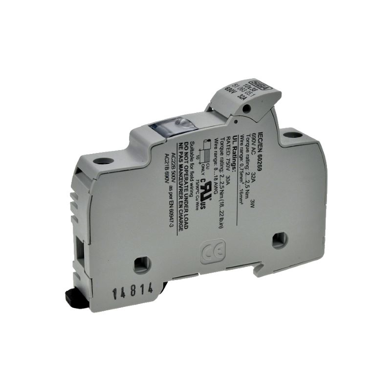 GNIAZDO BEZPIECZNIKA 10x38mm NA SZYNĘ