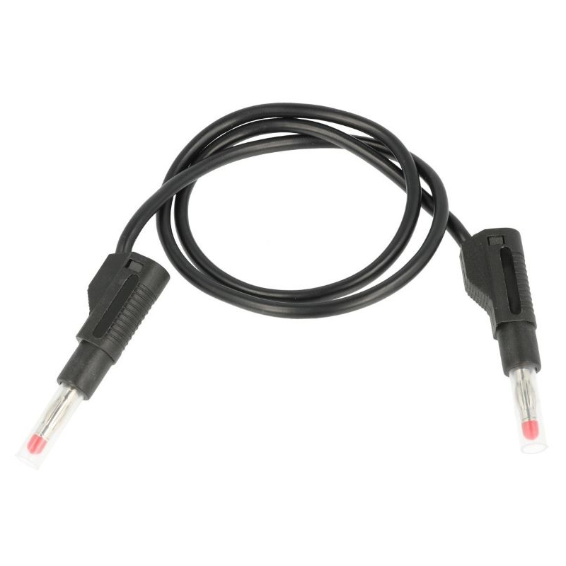 PRZEWÓD POMIAROWY 0,5m 2x WTYK BANAN 2,5mm2 SILIKON CZARNY