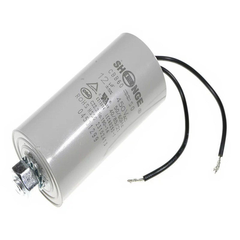 KONDENSATOR 12uF  ROZRUCHOWY KABLE SILNIKOWY 450V 35x60mm SHENGE