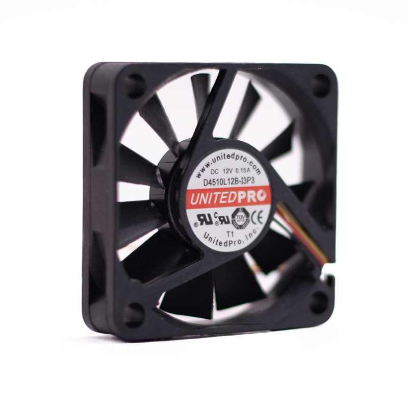 WENTYLATOR 12VDC 45x45x10mm  KULKA 13,2m3, 1,08W 3 PRZEWODY