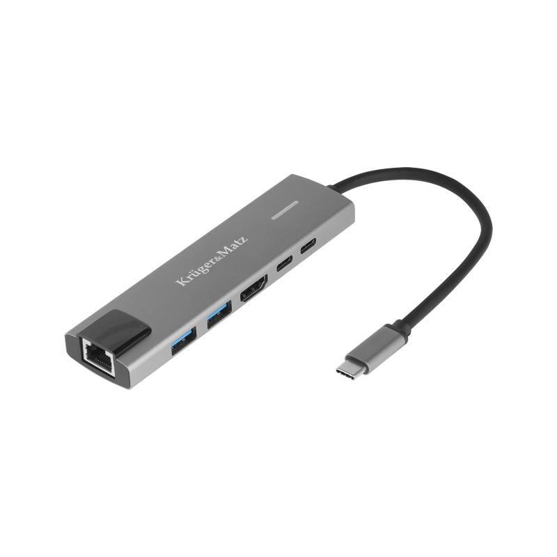 Adapter (HUB) USB typu C na HDMI/2x USB3.0/2x USB typu C/RJ45