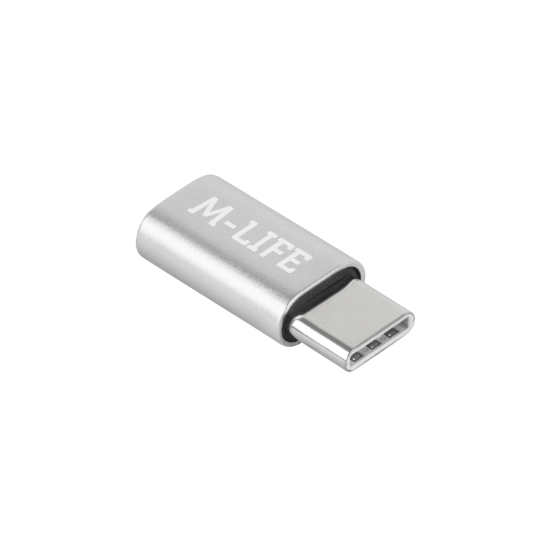Adapter Przejściówka Micro USB - USB typu C M-Life srebrna